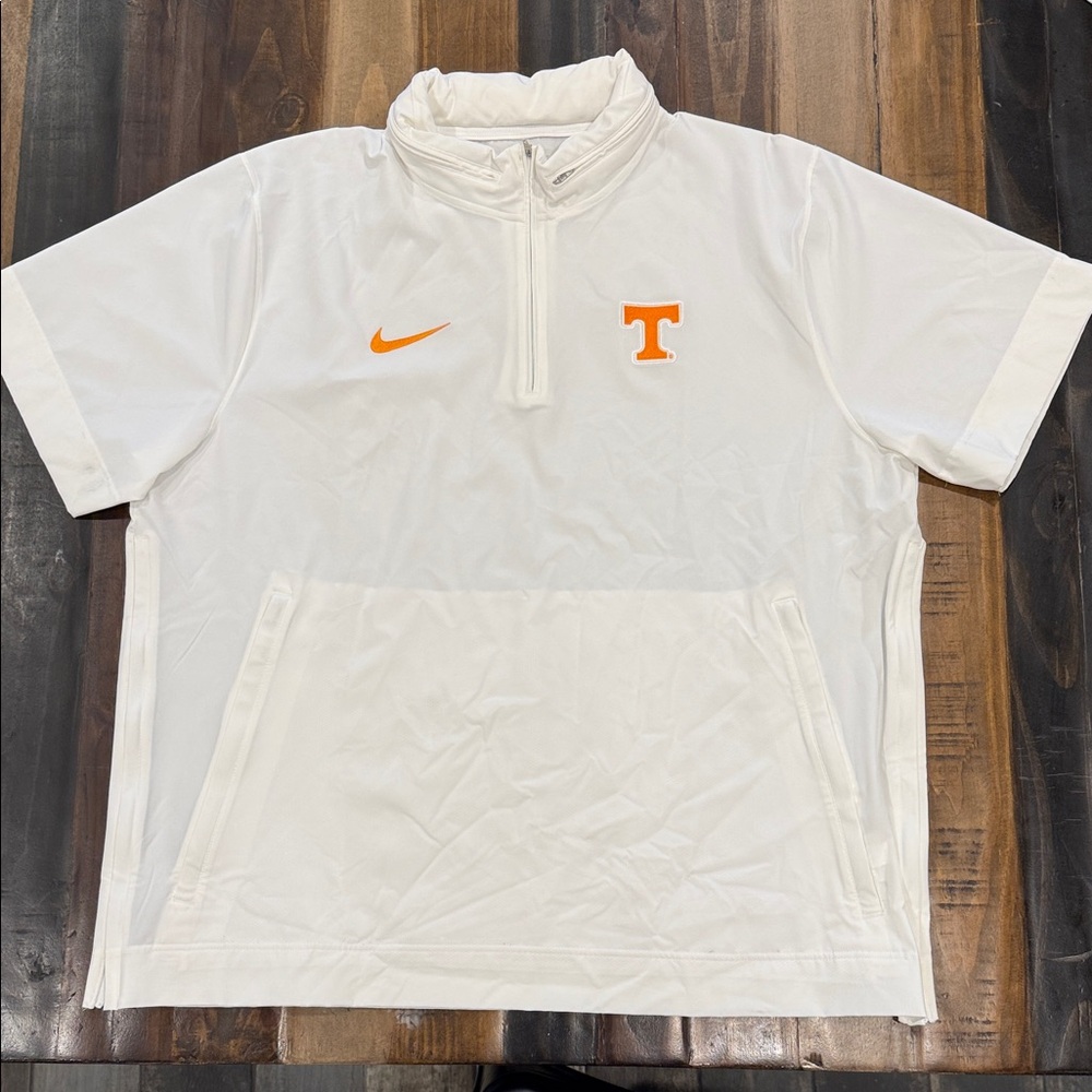 Nike White and Orange Tennessee Volunteers Q-Zip short sleeve coaches Pullover